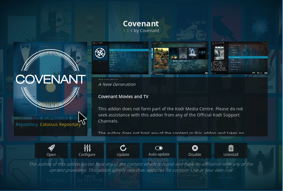 Covenant installeren in Kodi 24