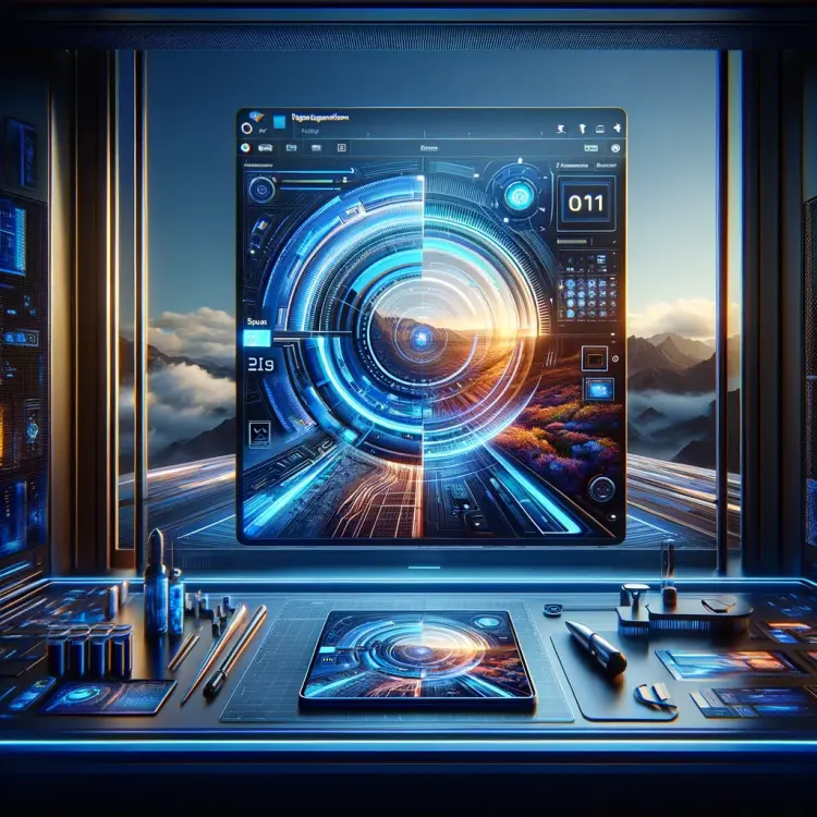 DALL·E-2024-02-12-18.38.23-An-artistic-representation-of-a-futuristic-Windows-11-interface-showcasing-an-AI-powered-Super-Resolution-feature.-The-scene-includes-a-sleek-moder.webp