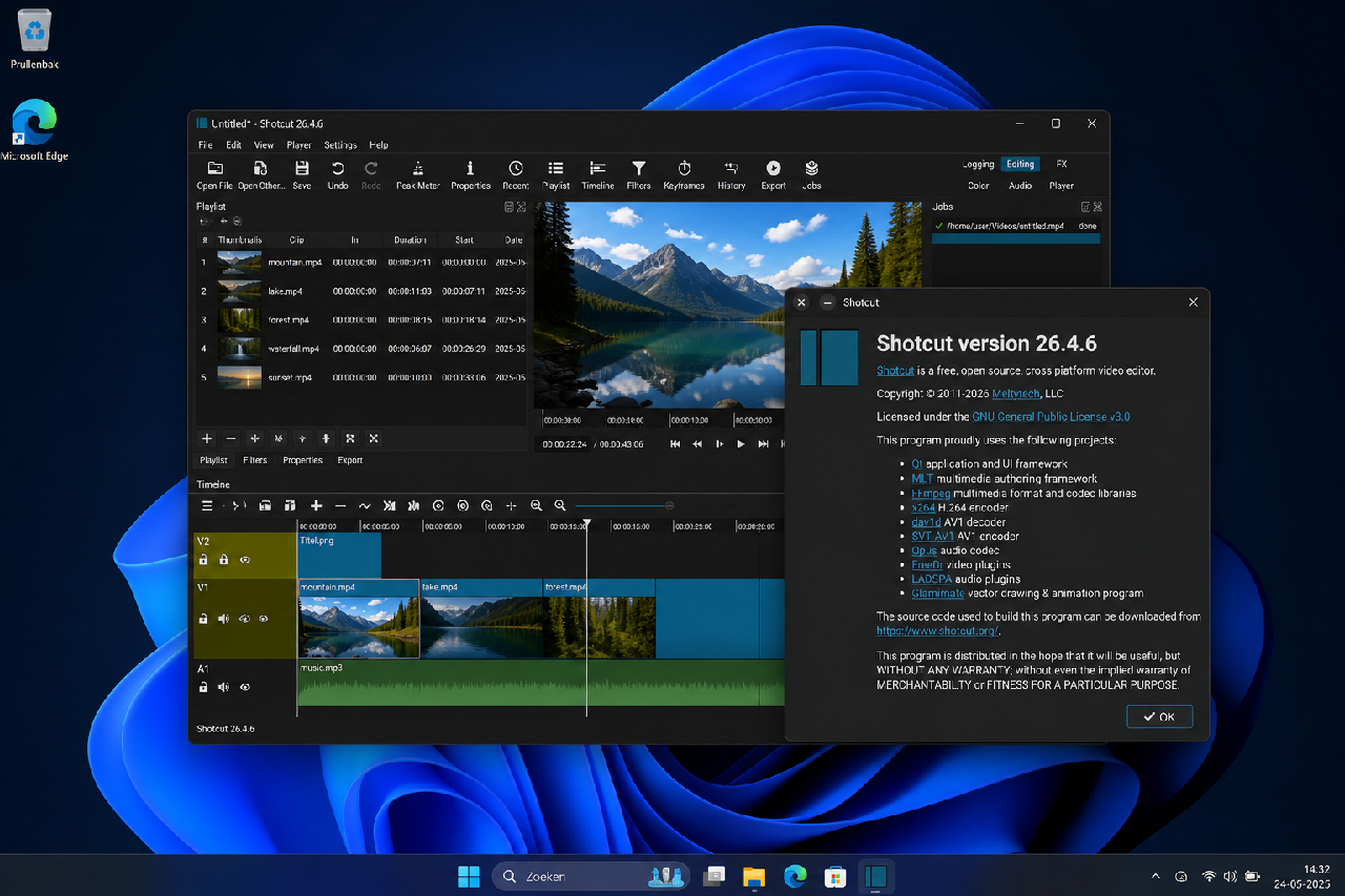 Shotcut 26.4 Video Editor Toevoegt Vulkan GPU-ondersteuning voor Spraak-naar-Tekst op Linux
