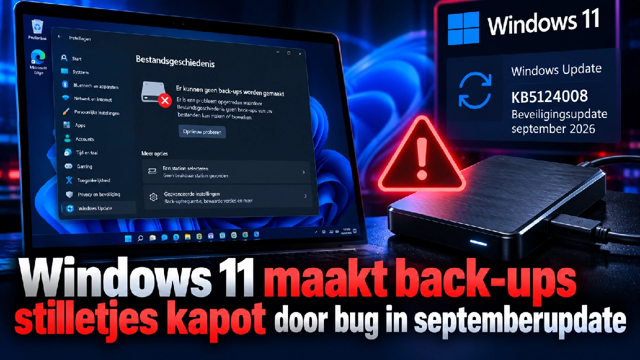 Windows 11 maakt back-ups stilletjes kapot door bug in septemberupdate