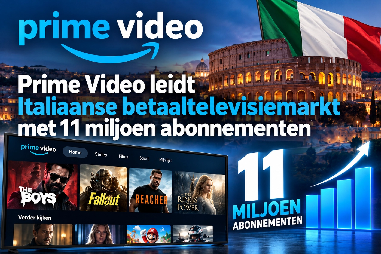Prime Video leidt Italiaanse betaaltelevisiemarkt met 11 miljoen abonnementen