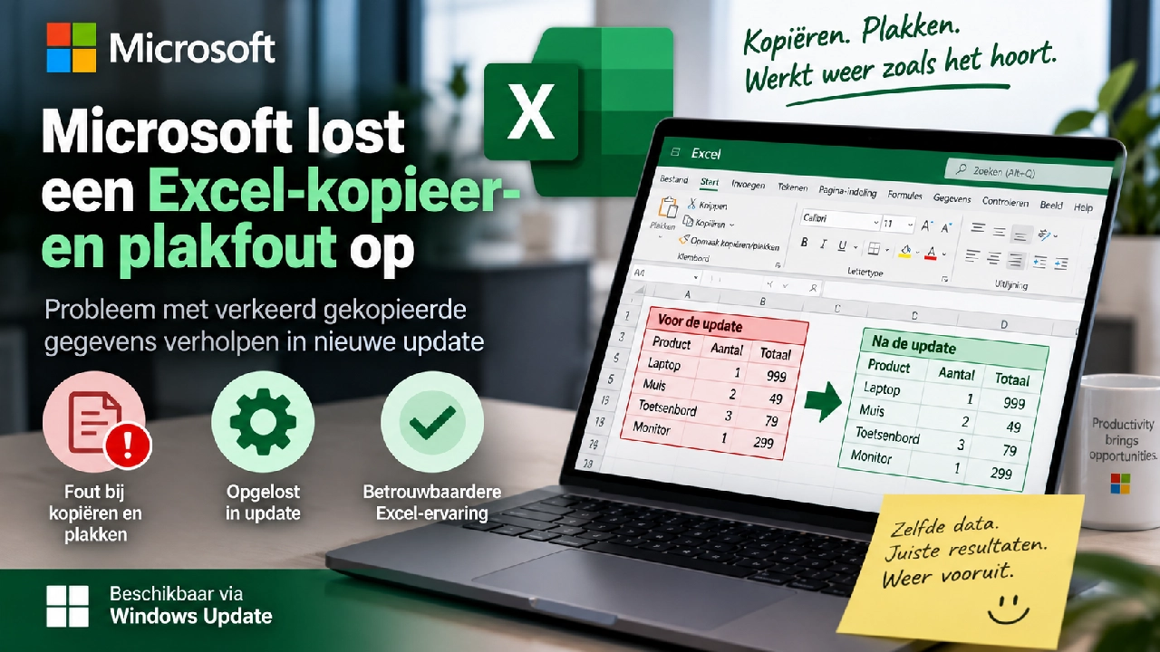 Microsoft lost een Excel-kopieer- en plakfout op, maar voorlopig alleen voor een kleine groep gebruikers