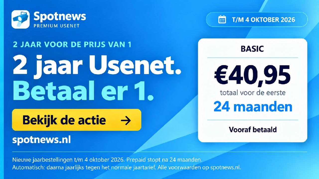 Een mooie actie bij Spotnews: betaal de jaarprijs, krijg 24 maanden