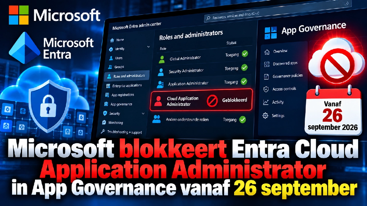 Microsoft blokkeert Entra Cloud Application Administrator in App Governance vanaf 26 september