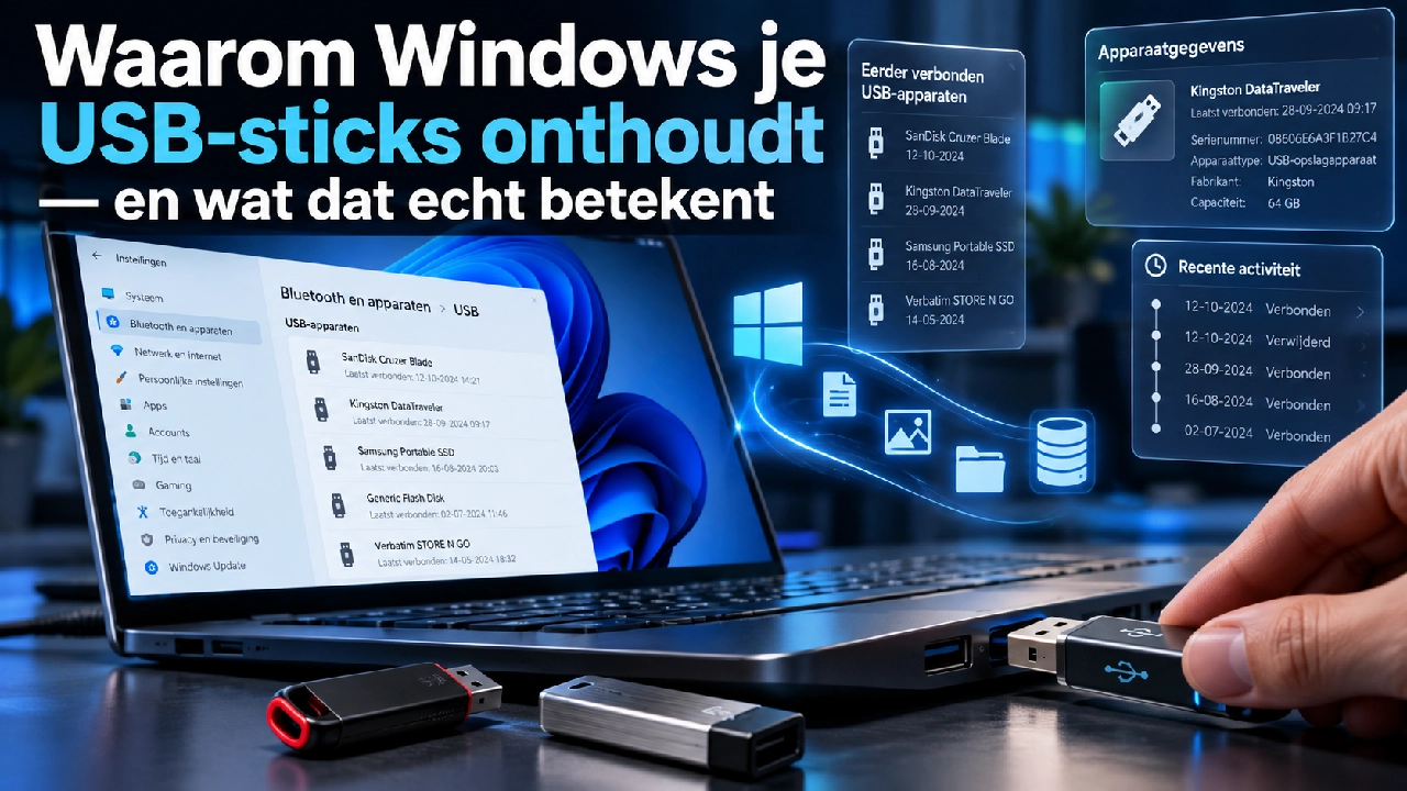 Waarom Windows je USB-sticks onthoudt — en wat dat echt betekent