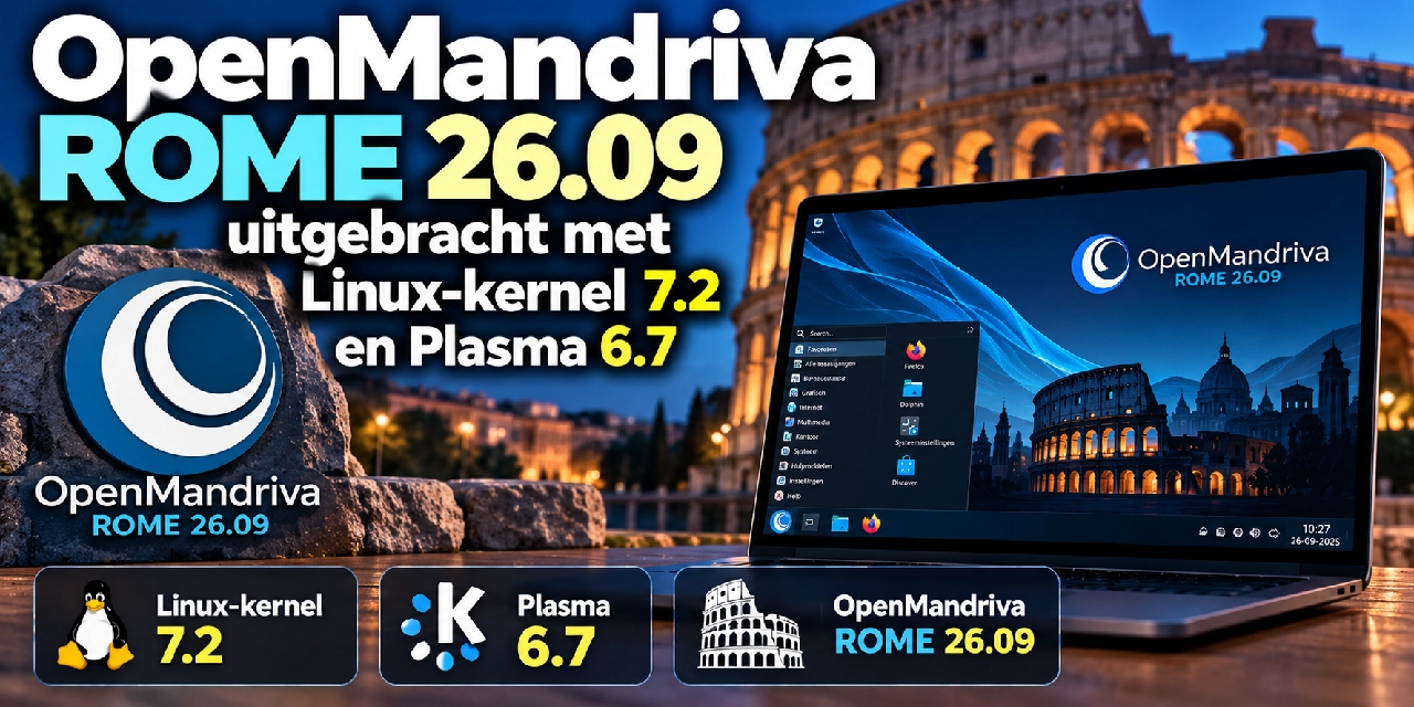OpenMandriva ROME 26.09 uitgebracht met Linux-kernel 7.2 en Plasma 6.7